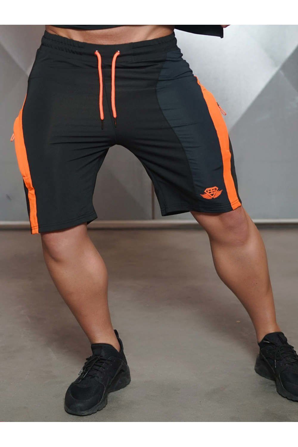 Anax Shorts Black with Orange, XL