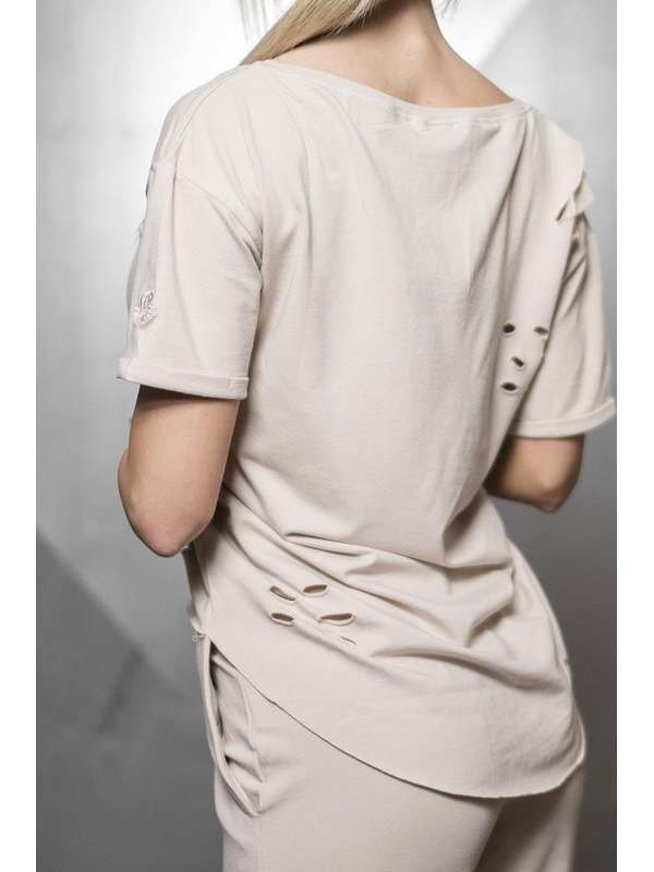 Double Destroyed Tee Beige, XS